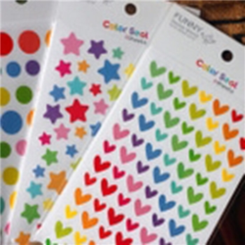 韩国小清新彩色爱心五角星纸质装饰贴日记相册贴纸 (6张入)