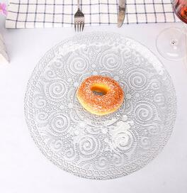 创意欧式彩色电镀玻璃果盘家居客厅实用圆形玻璃餐盘