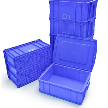 410*310*145加厚方形带盖物流箱全新料收纳箱 蓝色
